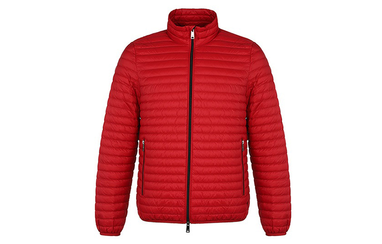 EMPORIO ARMANI Однотонный красный укороченный пуховик со стойкой, Red — фото 3