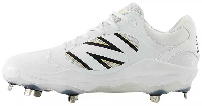 Мужские металлические бейсбольные бутсы New Balance Fresh Foam X 3000 V7, белый/черный — фото 4