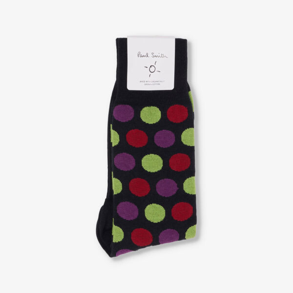 

Носки Ilario из смеси хлопка и трикотажа в горошек Paul Smith, синий