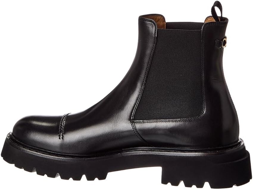 Мужские ботинки Chelsea Ferragamo Genuine GEORGE 2 из черной кожи с застежкой Gancini (Salvatore, Nero) — фото 2