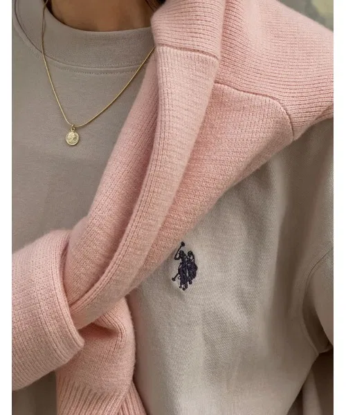 Женская футболка U.S. POLO ASSN. с вышивкой, базовая, овсяная — фото 4