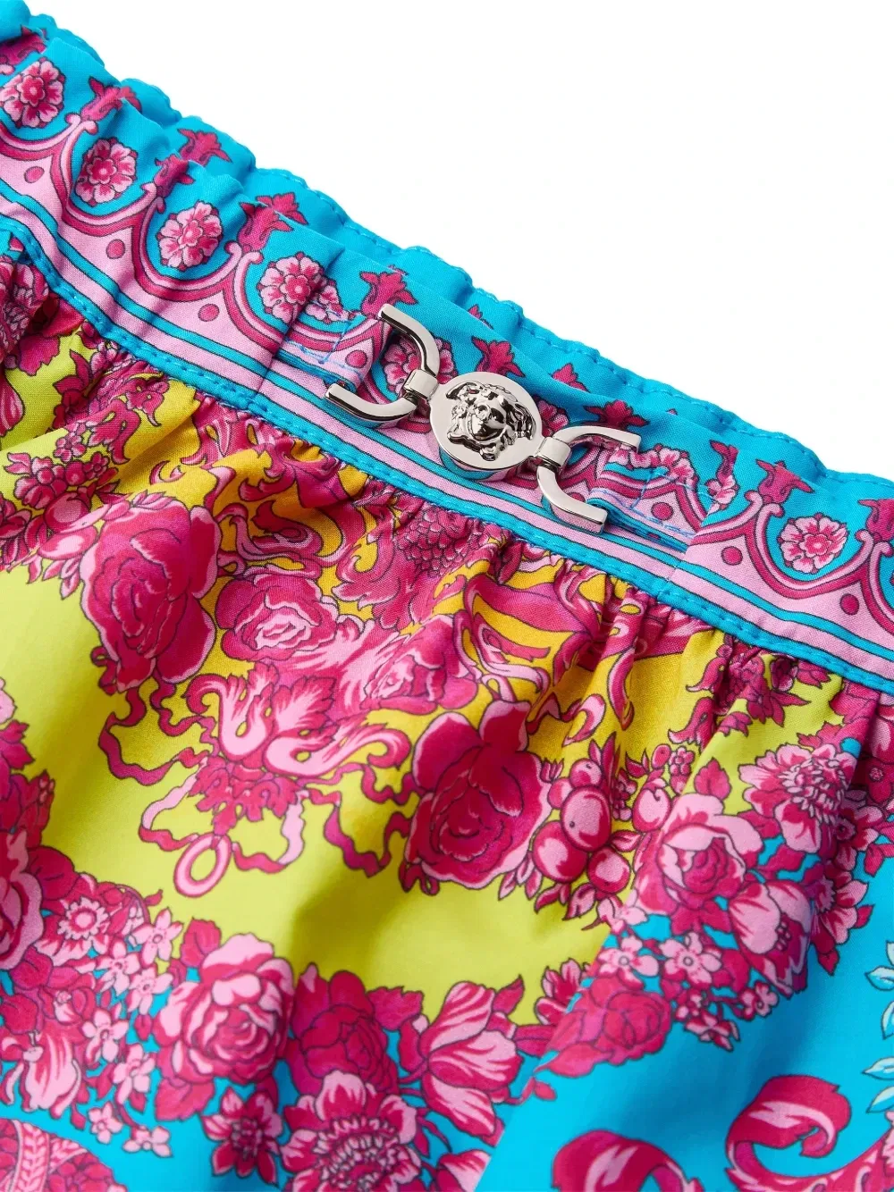 Расклешенная юбка из хлопкового поплина с узором Versace Kids, синий — фото 3