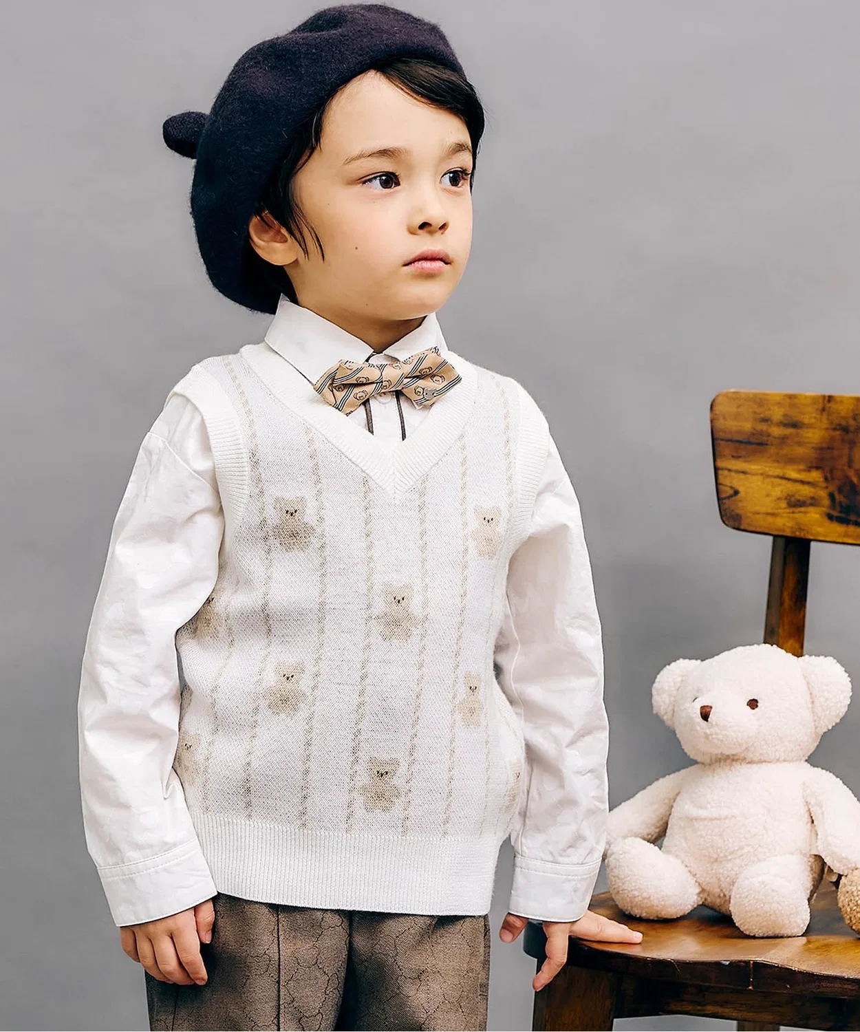 Жилет с медведями tinybear машинная стирка офф-белый