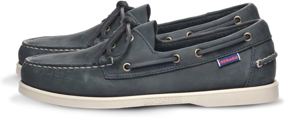 

Мокасины Sebago Portland Crazy H - с узорчатой и искусственно состаренной вощеной кожей, подкладкой из кожи и резиновой подошвой, не оставляющей следов и не скользящей, темно-синий