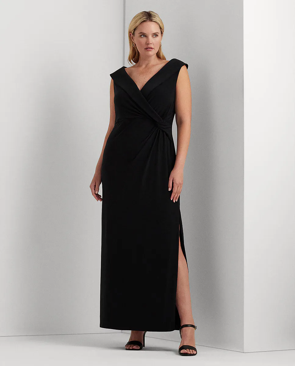 

Длинное платье больших размеров без рукавов Lauren Ralph Lauren Woman, черный