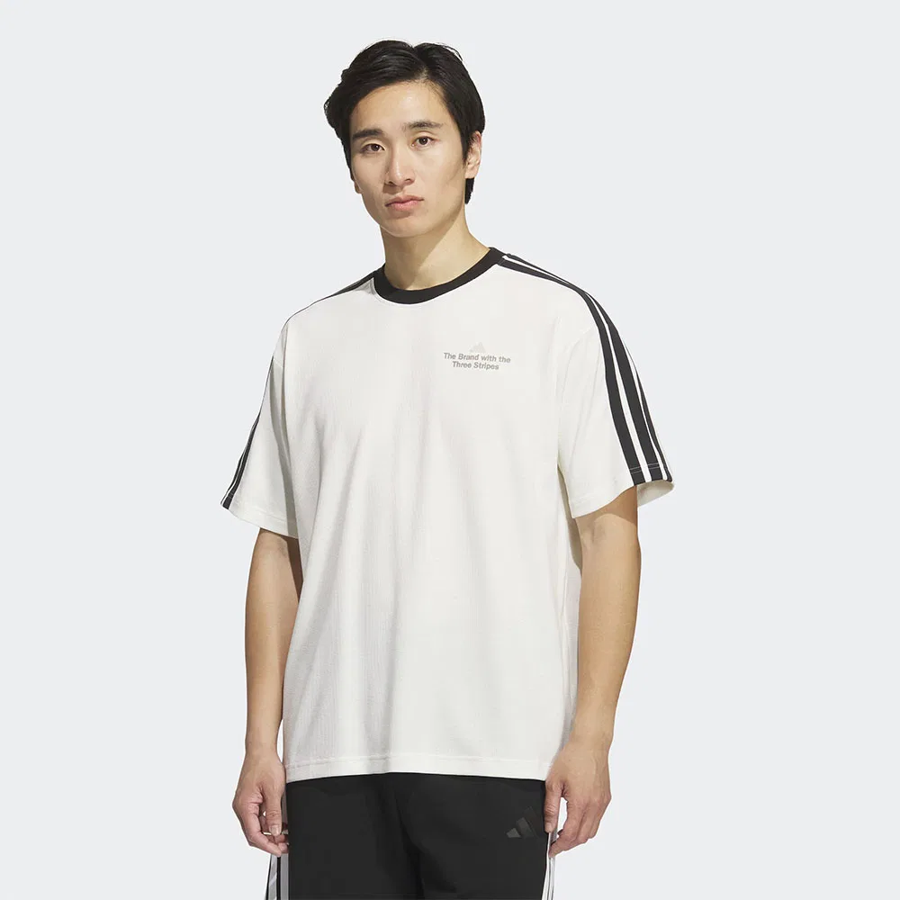 Мужская графическая футболка Adidas, белая с чёрным