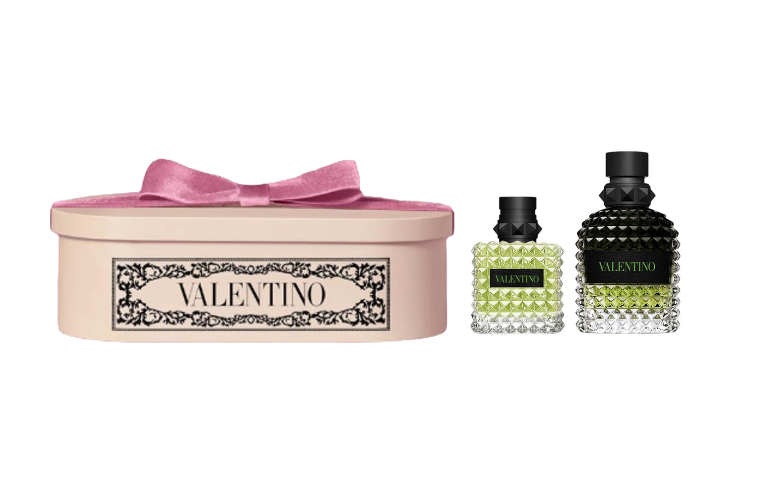 Подарочный набор туалетной воды Valentino: Donna Born in Roma Green Stravaganza + Uomo Born In Roma Green Stravaganza, 30 мл + 50 мл
