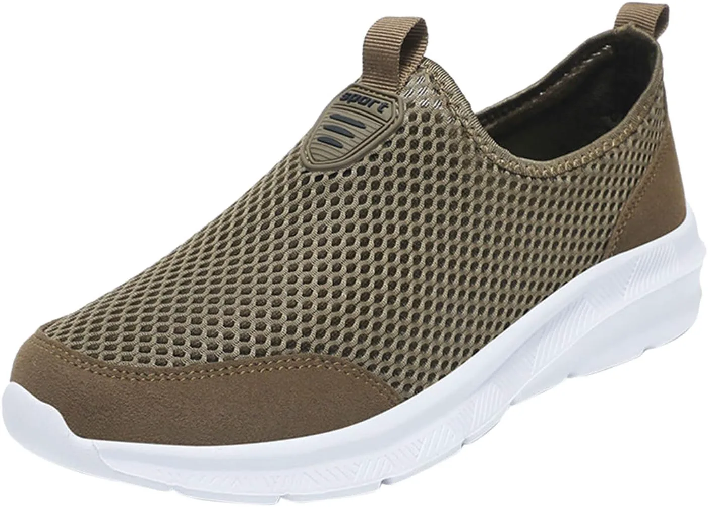 

Мужские кроссовки без шнурков для бега и тенниса, с мягкой сеткой, удобные, легкие и дышащие Nvtuuer, хаки