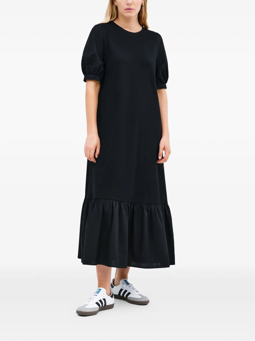 

Платье миди Olivia с объемными рукавами и оборками Marcella, черный