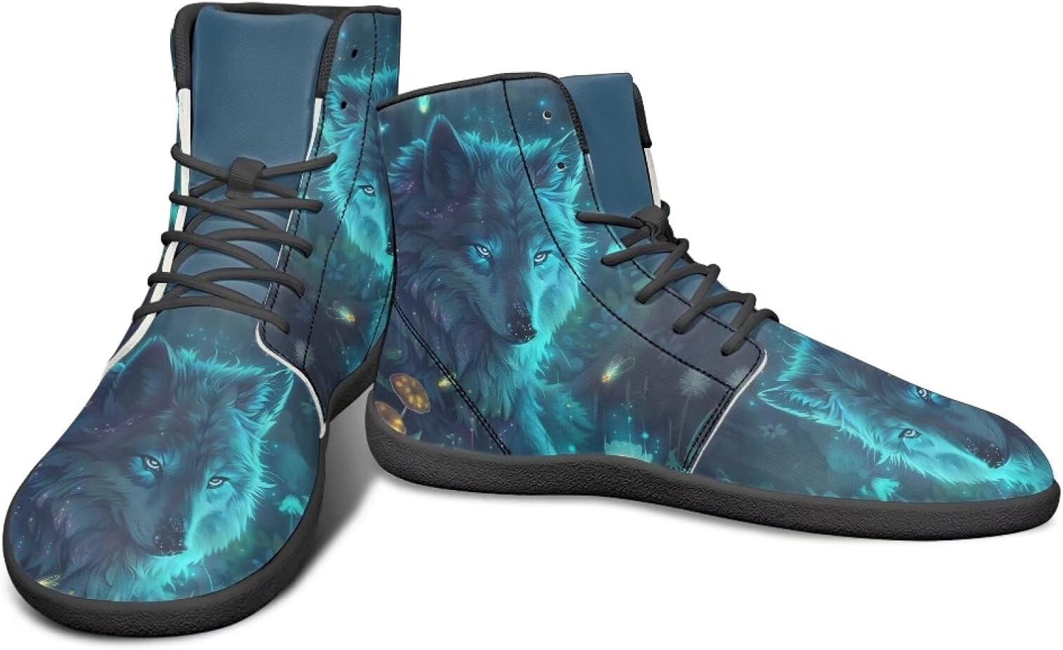 

Мужские кроссовки из искусственной кожи PU, широкий носок, для ходьбы, высокие повседневные туфли, противоскользящие, с нулевым перепадом, спортивные кроссовки для взрослых, размеры US 5-14 Qoiuvncy, Wolf Print