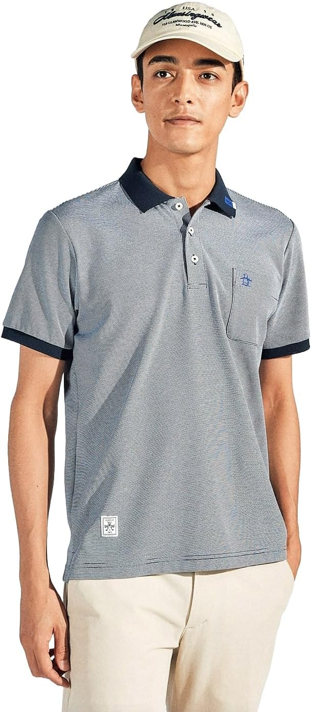 

Мужская рубашка поло Munsing Wear MG5SHS22M с коротким рукавом, воротником, в горошек, влагоотводящая, быстросохнущая, солнцезащитная, для игры в гольф Munsingwear, темно-синий