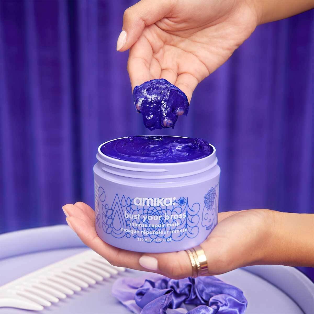 Маска для волос bust your brass cool blonde intense repair mask Amika, bust your brass cool blonde intense repair mask — фото 3