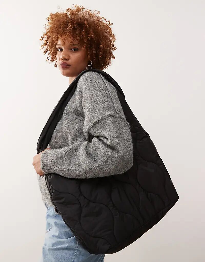 

Стеганая сумка-тоут Weekday черного цвета