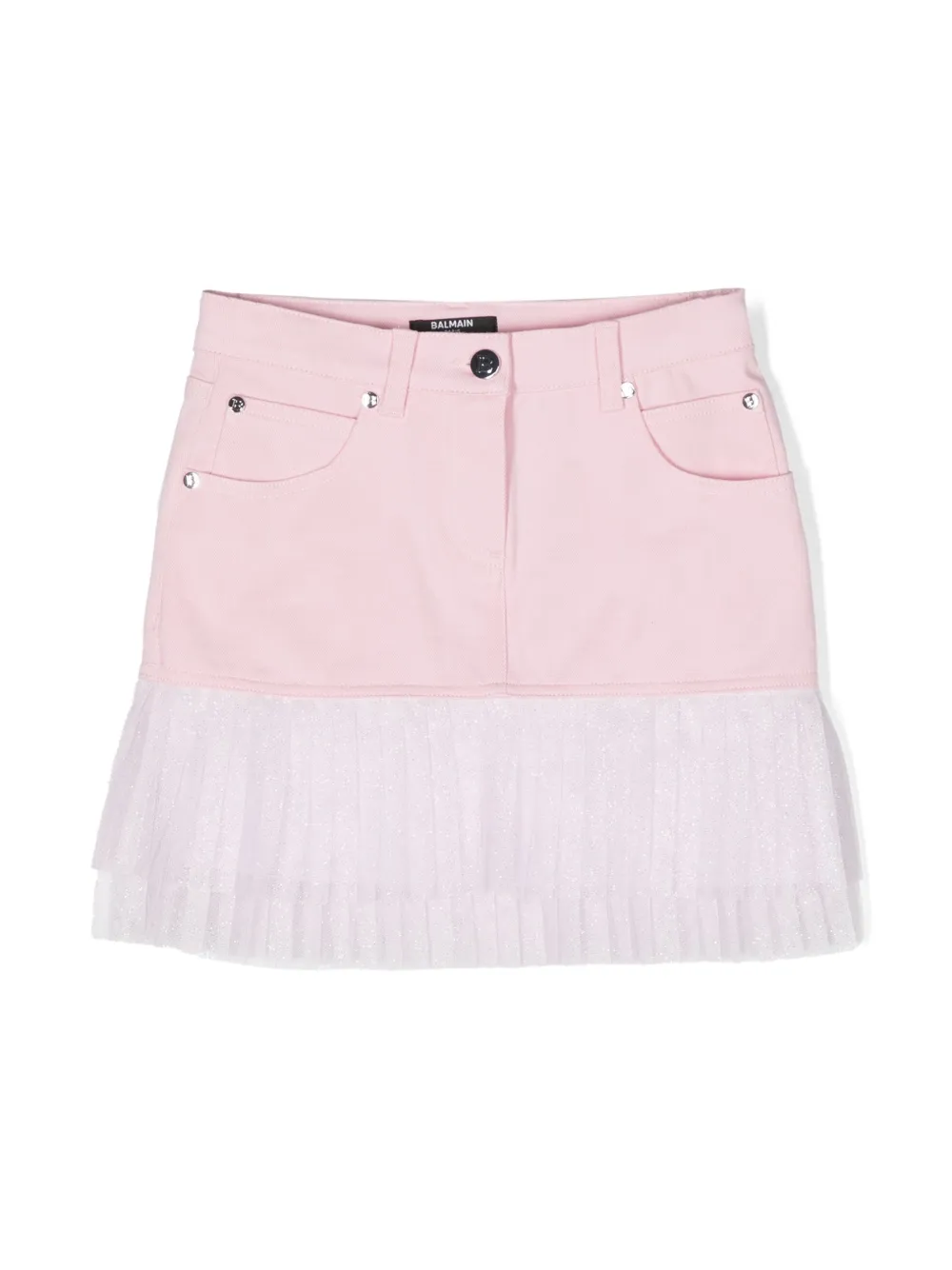 

Юбка со вставкой из тюля Balmain Kids, розовый