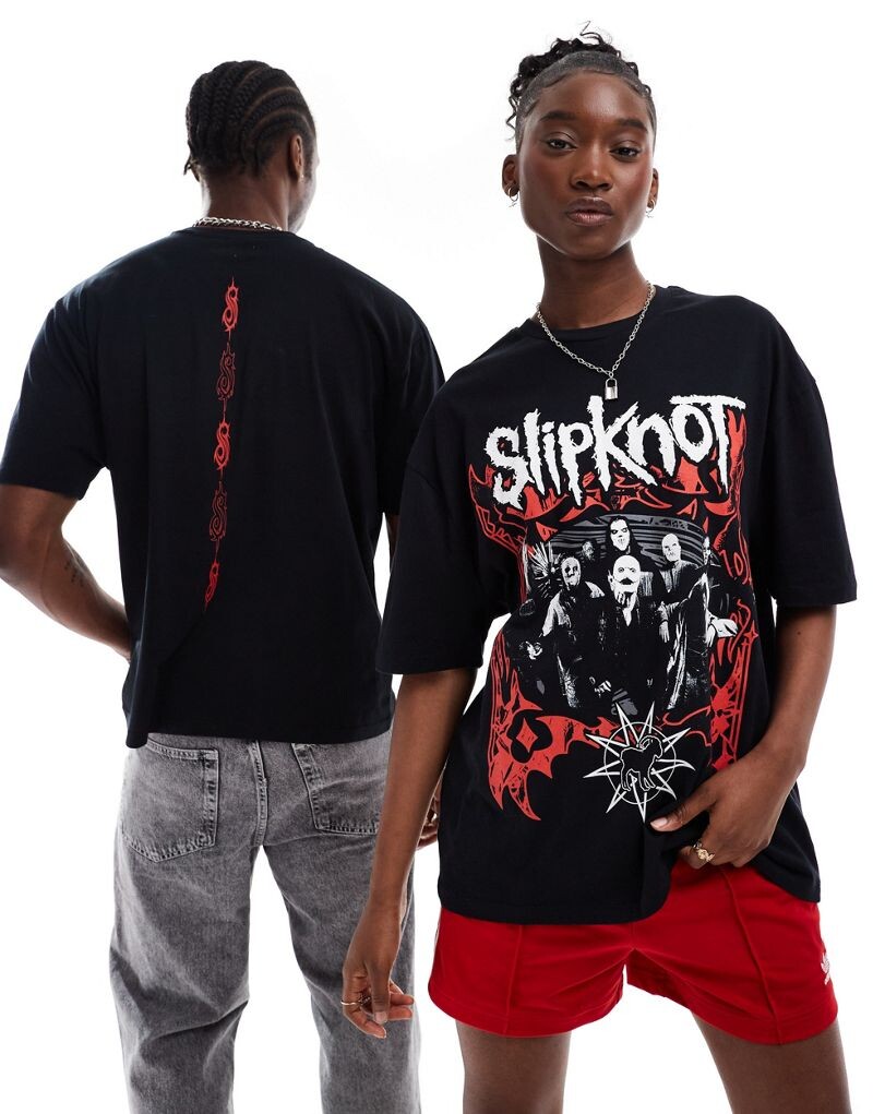 

Черная объемная футболка унисекс с графическим принтом Slipknot ASOS