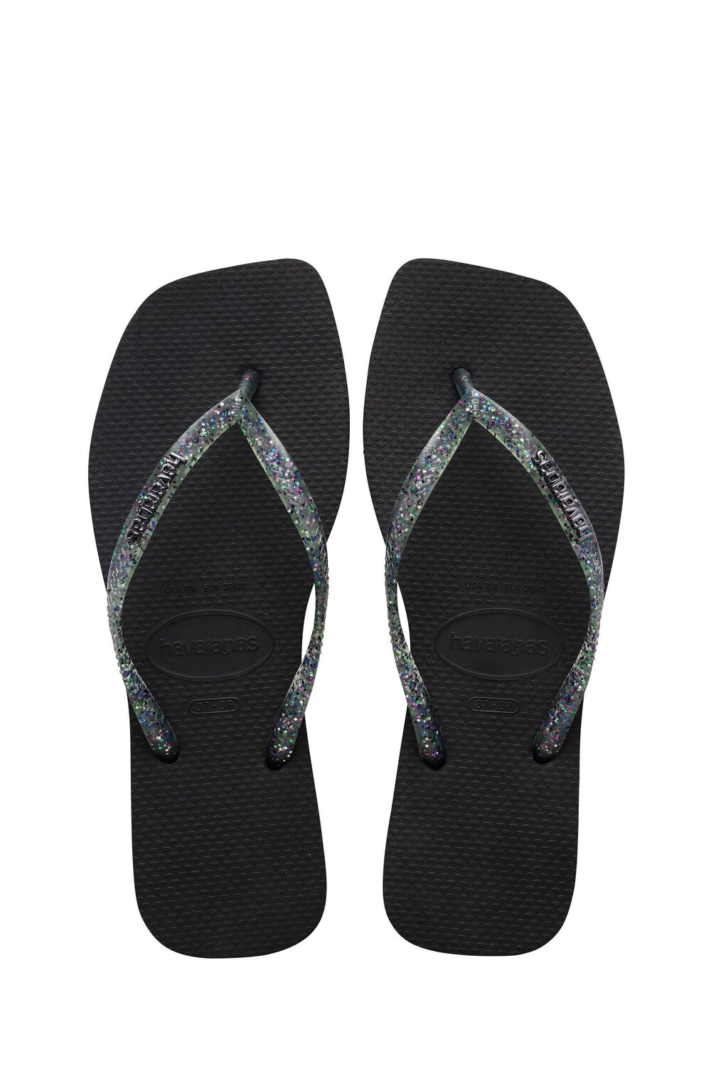 Металлизированные босоножки с квадратным логотипом Havaianas, черный