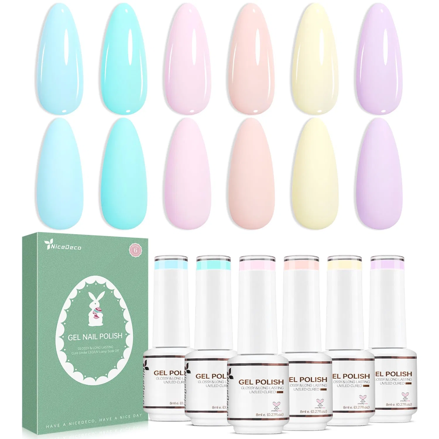 Набор пастельных гель-лаков Nicedeco UV Gel Nail Polish Nicedeco