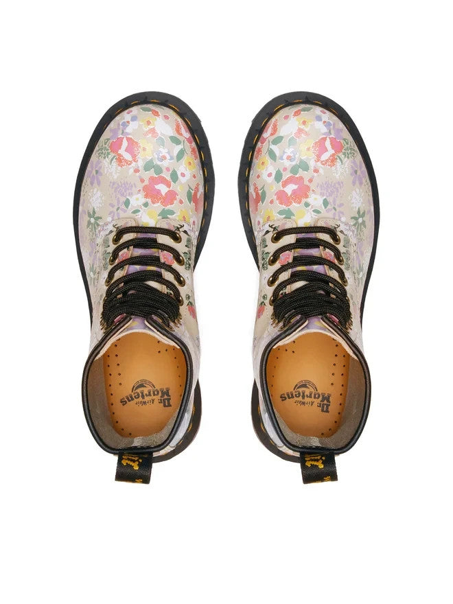 Женские армейские ботинки Dr. Martens 1460 из кожи с цветочным принтом, ботильоны JOBB661, бежевый — фото 4