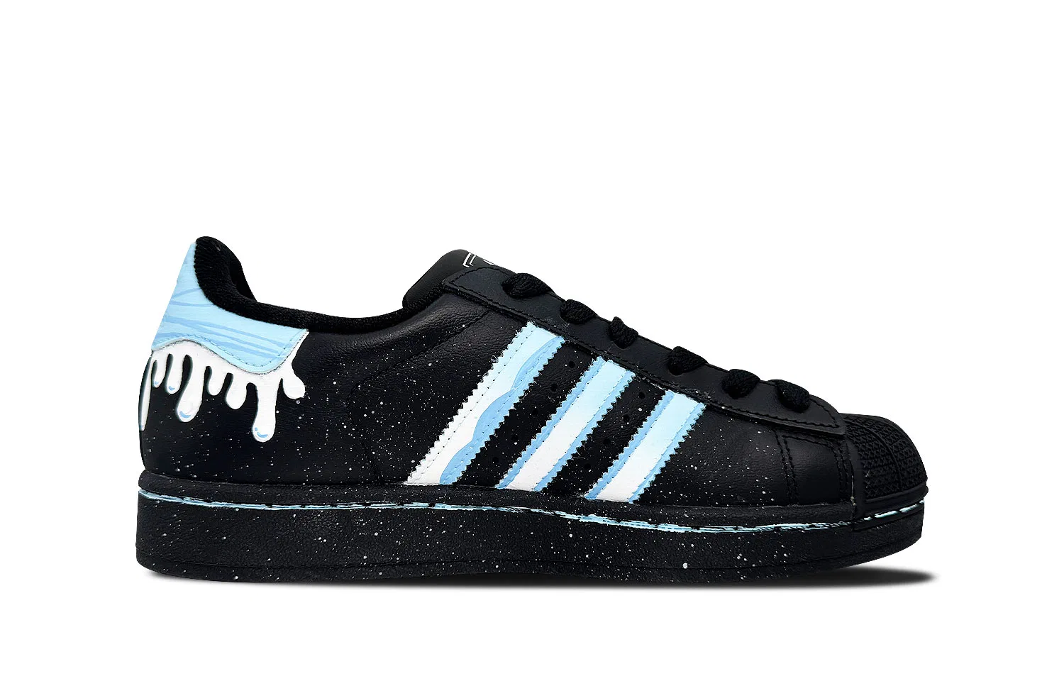 Кроссовки Superstar 2 Starry Frost Leather Low top детские скейтбординговые Black Pink для подростков Adidas Originals, Blue — фото 3