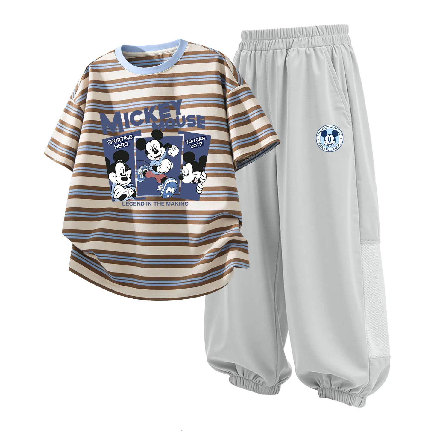 Детский спортивный костюм Casual Sportswear 2 Piece Set Disney, Di Happy Blue Coffee+Di Round Logo Mickey Mouse Misty Mountain Gray