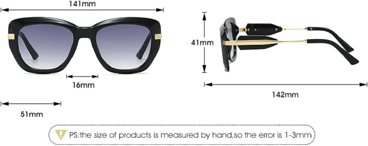 

Ретро-солнцезащитные очки «кошачий глаз» для женщин, модные квадратные солнцезащитные очки большого размера, металлическая оправа, защита от УФ-излучения mincl, Black