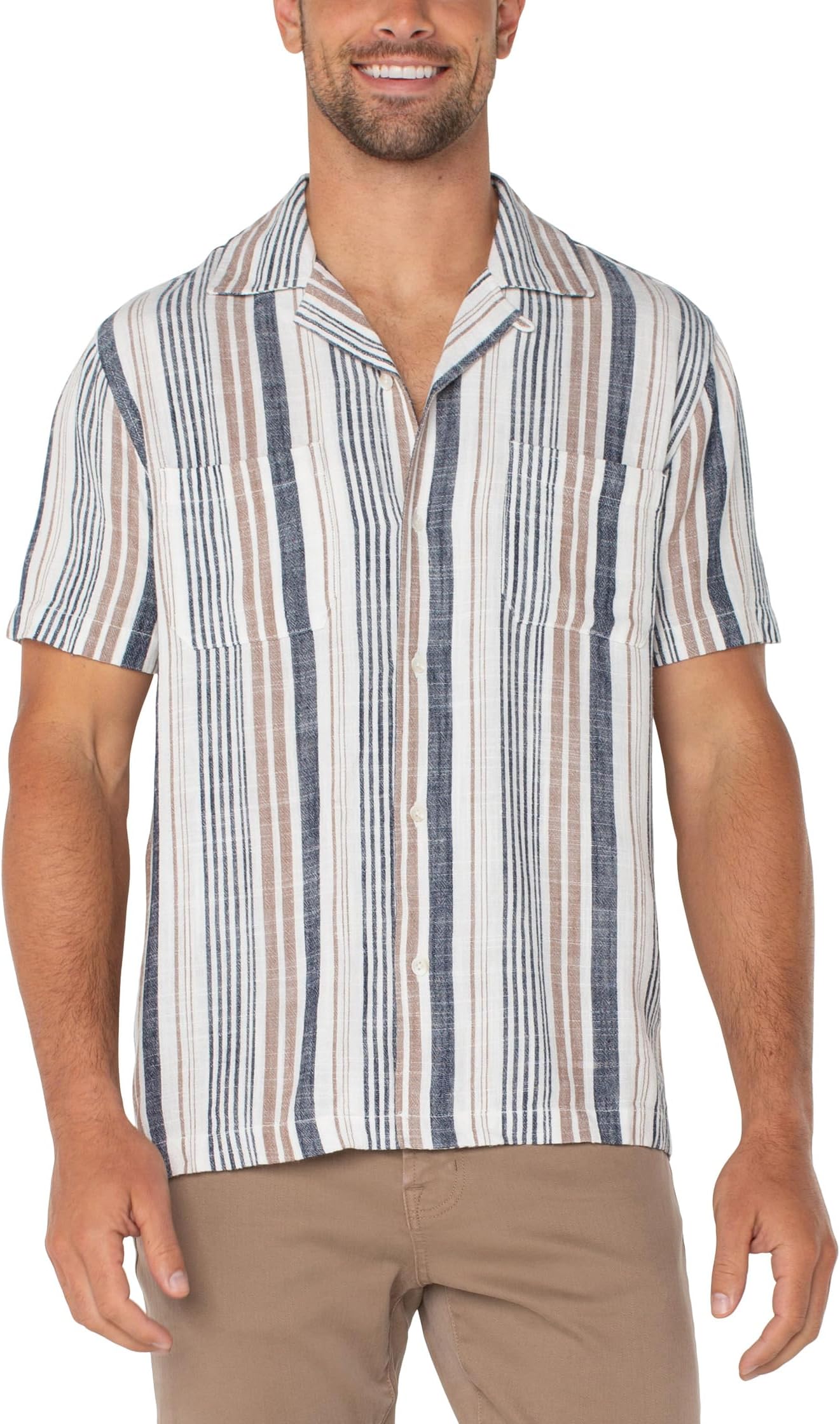 

Рубашка Liverpool Los Angeles Short Sleeve Button Up Camp Shirt, цвет Taupe Multi