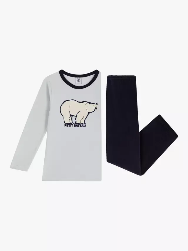 Детский хлопковый пижамный комплект с изображением полярного медведя Petit Bateau