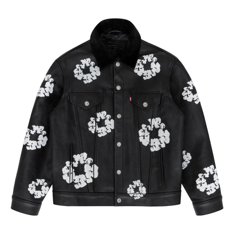 

Куртка Denim Tears x Levi's FW23 Leather Cotton Wreath Type Iii Jacket 'Black', черный