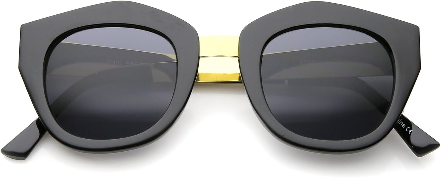 

Женские солнцезащитные очки zeroUV с геометрическим металлическим мостиком и дужками, квадратными линзами, в форме «кошачьего глаза», диаметр линз 46 мм, Black / Smoke