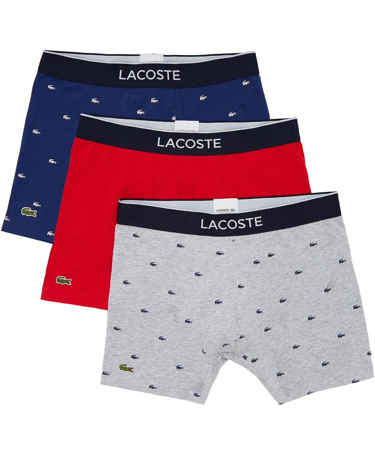 

Мужские трусы-боксеры стрейч с крокодиловым принтом, 3 предмета Lacoste