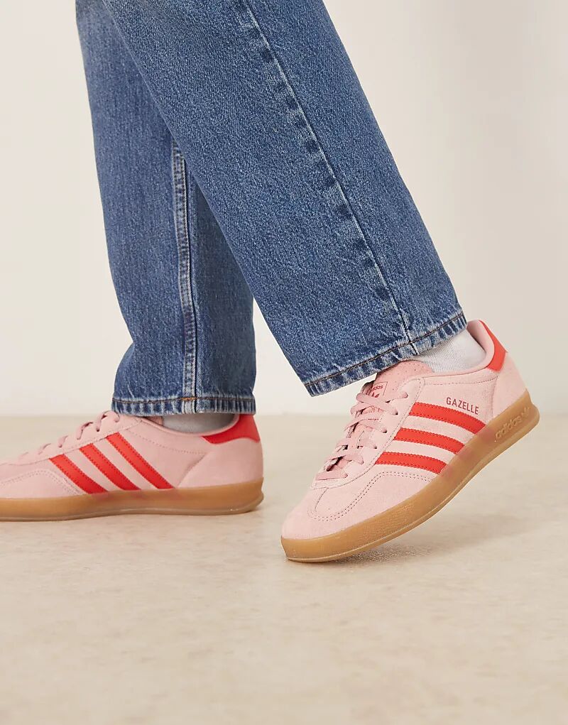 Кроссовки Adidas Originals Gazelle Indoor розового и красного цветов