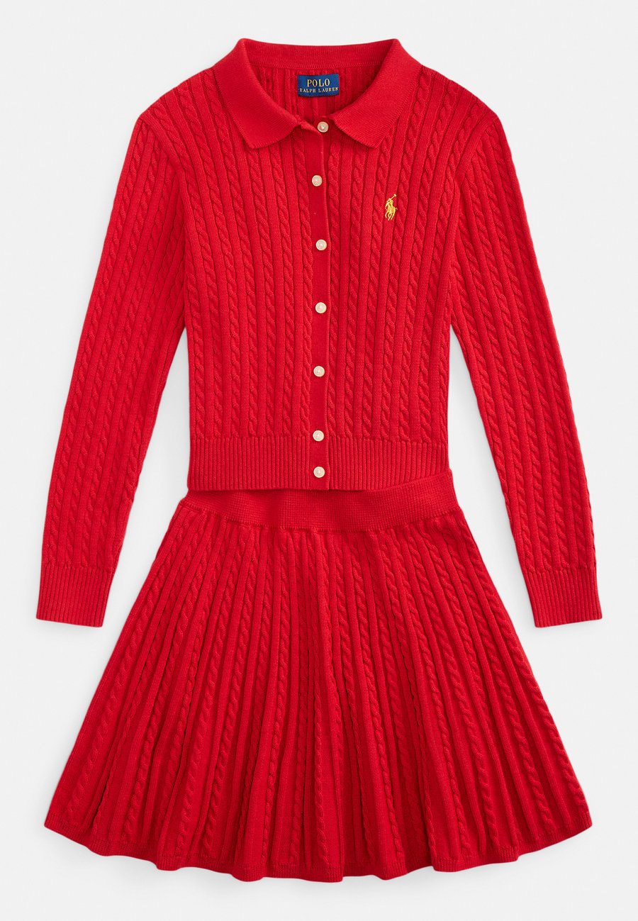 Кардиган Polo Ralph Lauren COTTON POLO CARDIGAN & SKIRT SET 7-14Y, Red/Gold/Red — фото 4