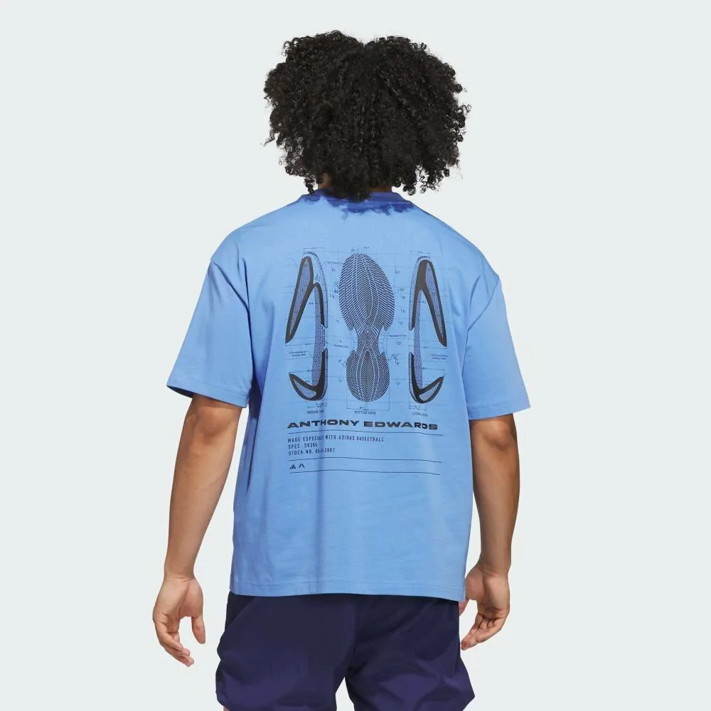 Футболка Anthony Edwards GFX Schematic Adidas, blue — фото 2