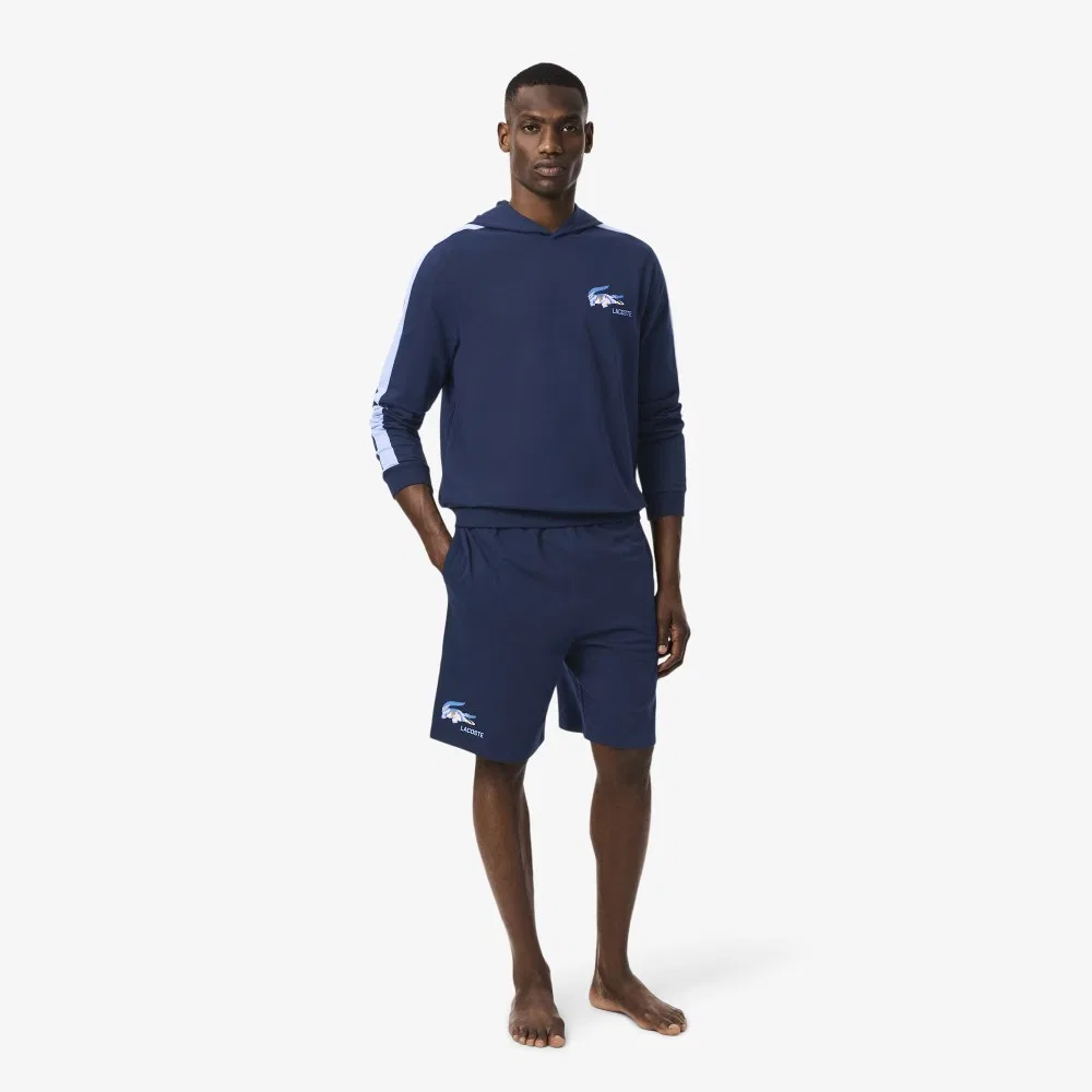 Мужские базовые шорты с логотипом Lacoste синего цвета