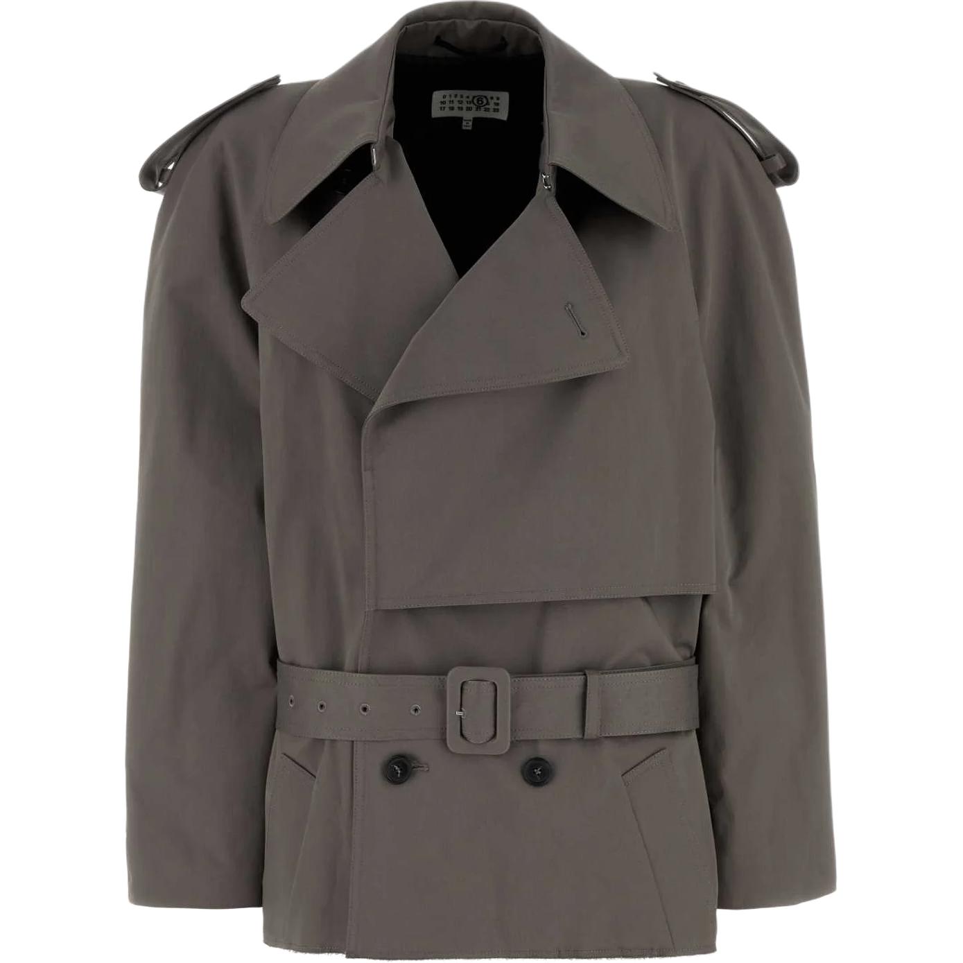 

Двубортный жакет с поясом MM6 Maison Margiela, серый