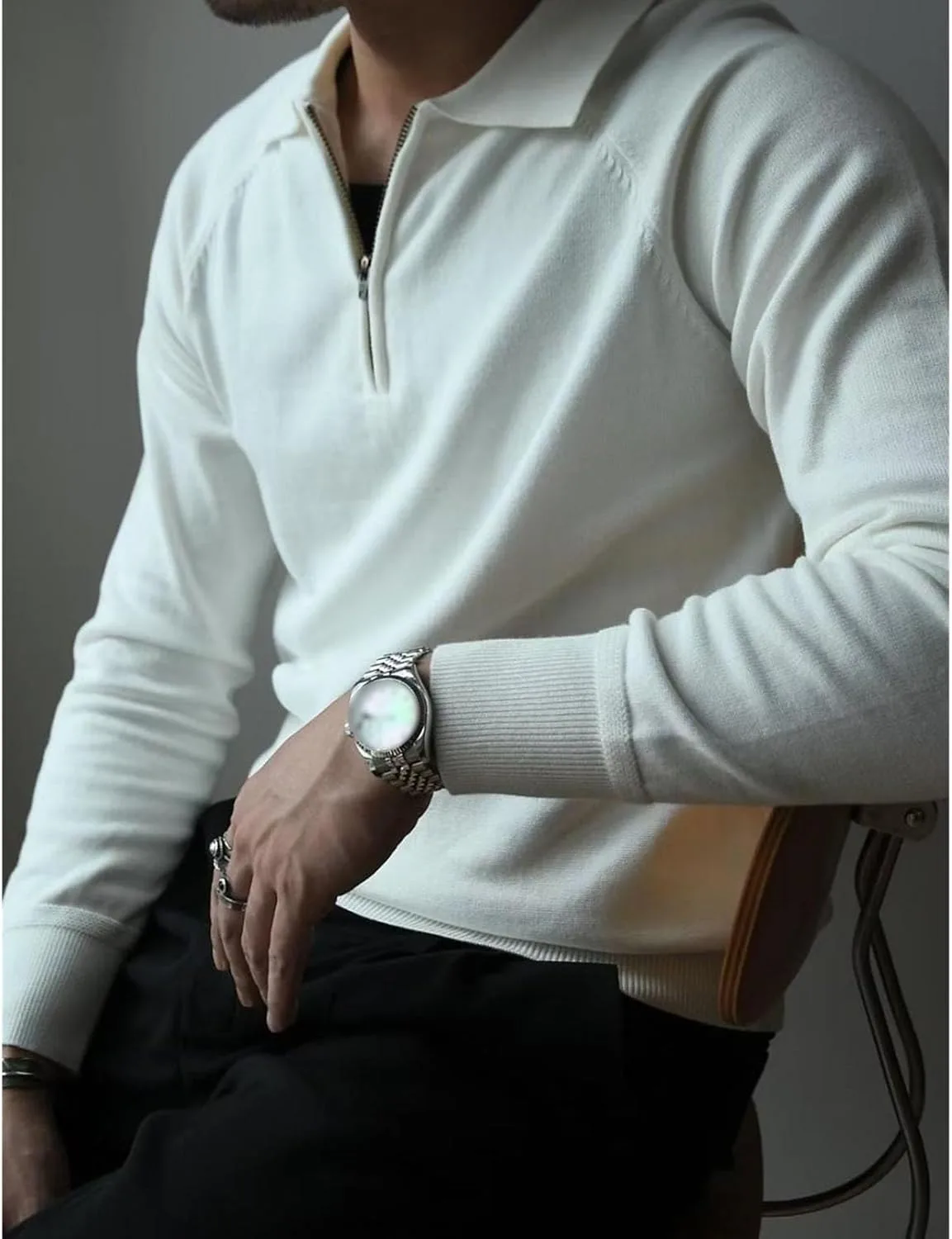 Мужской поло-свитер с молнией на четверть Slim Fit — фото 3