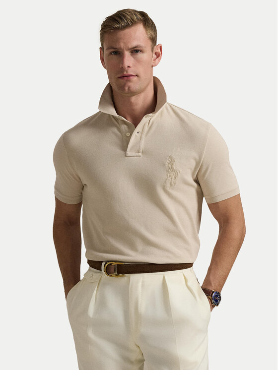 

Рубашка поло облегающего кроя 710938137011 Polo Ralph Lauren, бежевый