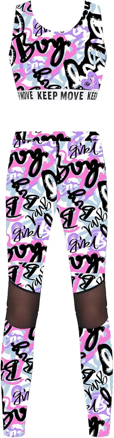 Детский спортивный костюм с камуфляжным принтом Yeeye, топ и леггинсы, Light Pink