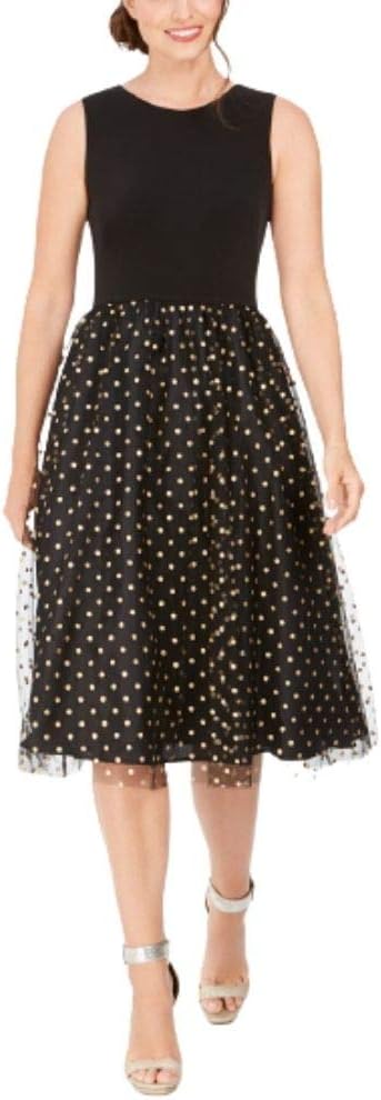

Calvin Klein Женское миди без рукавов с юбкой из тюля, Black/Black/Gold