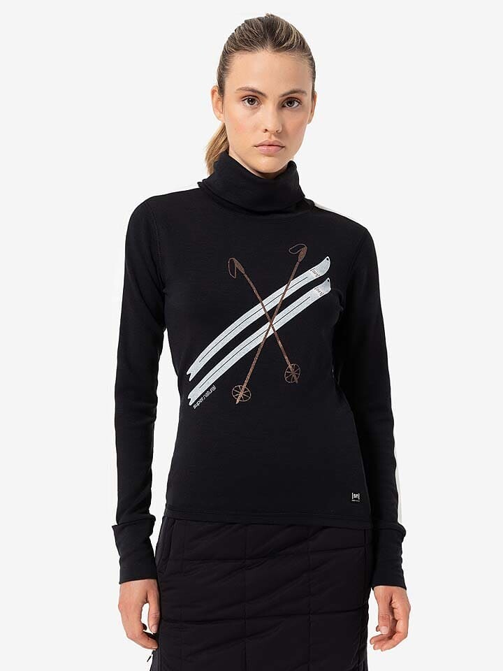 

Лонгслив super.natural Funktionslongsleeve Kryssede Ski, черный/белый