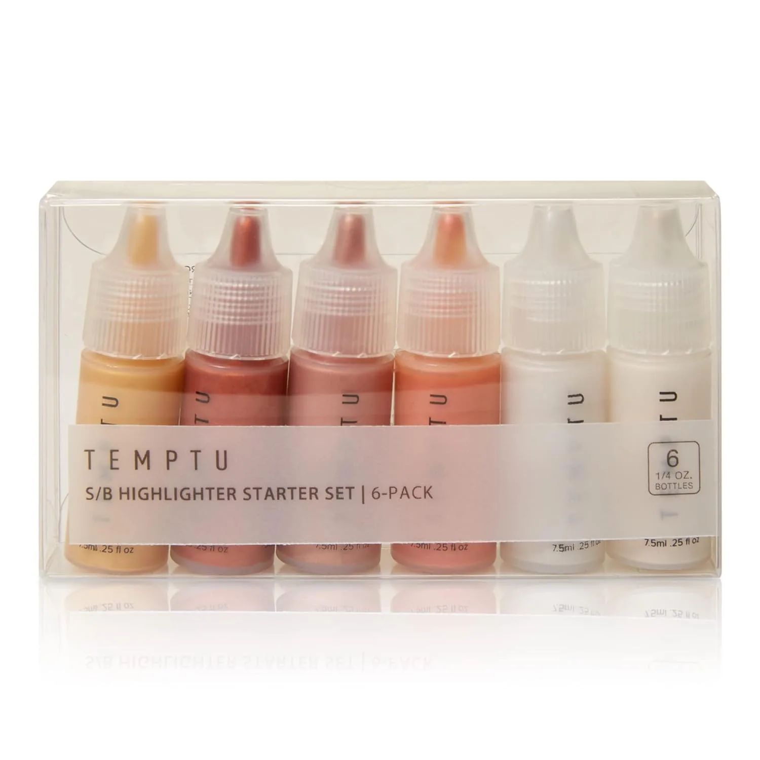 TEMPTU S/B Siliconic-Based Airbrush Highlighter Starter Set: стойкий, наслаиваемый, светоотражающий шиммер | естественное сияние | невесомая, наращиваемая формула | 6 оттенков, Highlighter Starter Set — фото 2