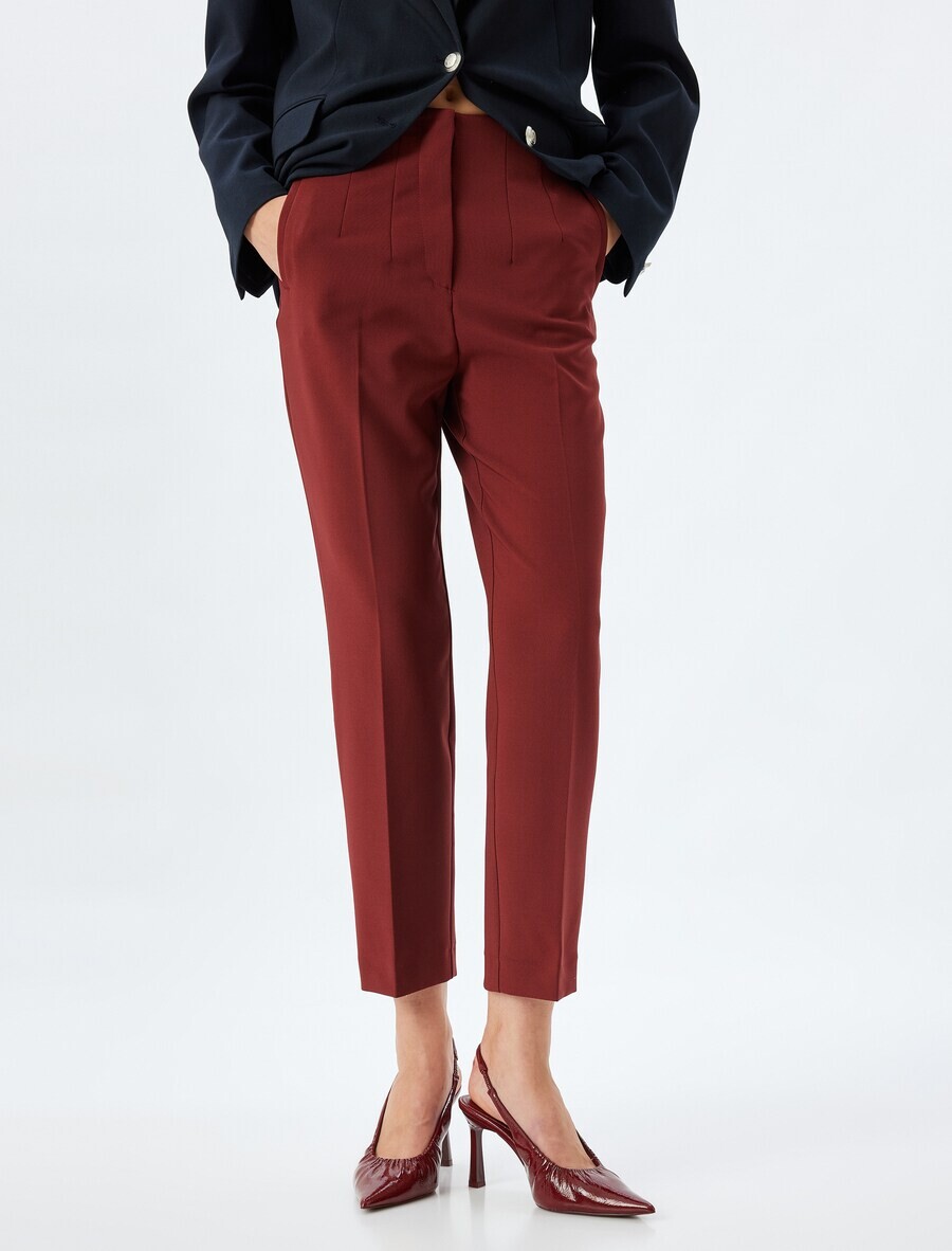 

Брюки Koton Slim fit Pleated Pants, бордо