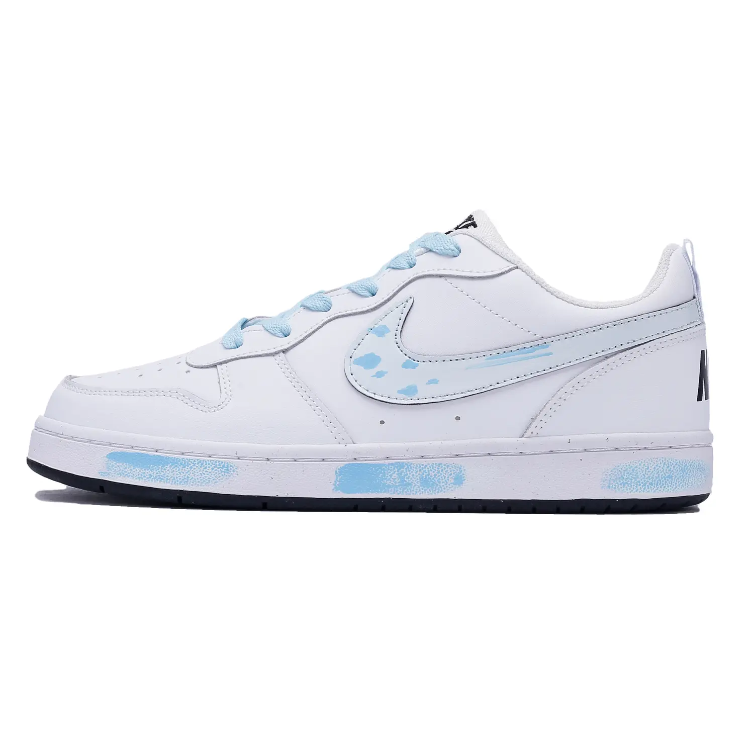 

Nike Court Borough Blue Sky And Mist Кожаные противоударные и устойчивые к истиранию низкие детские скейтбординг кроссовки Blue