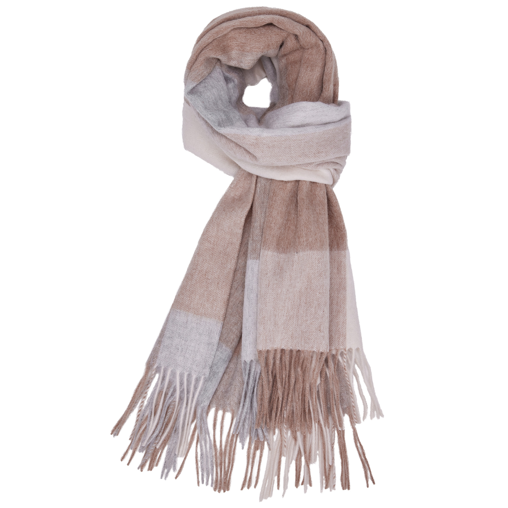 

Шарф из овечьей шерсти вязаный Unisex CAMEL, rock серый coffee