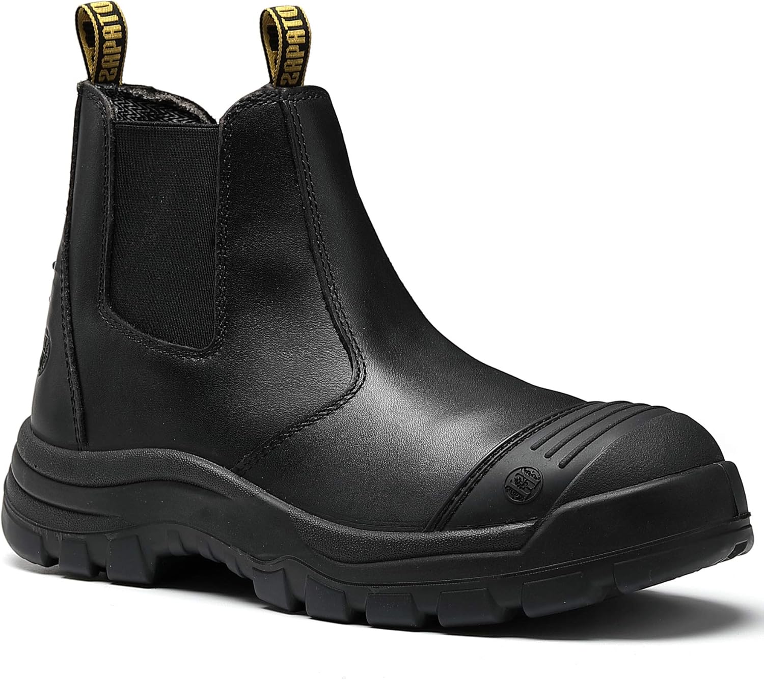 

Мужские рабочие ботинки со стальным и мягким носком, водонепроницаемые, без шнурков, противо-прокольные, противоскользящие, безопасные рабочие ботинки ROCK POSTER, черный