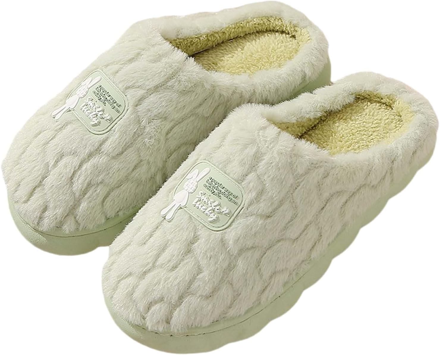 

Женские облегченные повседневные тапочки с прорезями, резиновая подошва, утолщенные, с теплой флисовой подкладкой, мягкие и удобные, тапочки-шлепанцы Generic, зеленый