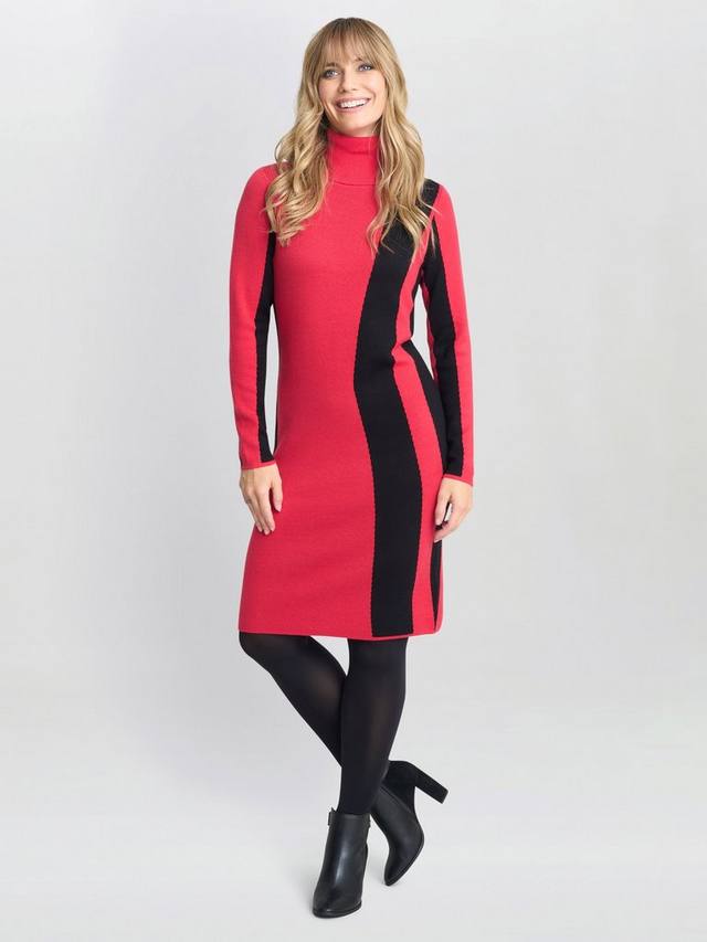 

Платье-свитер Hally с воротником-стойкой Gina Bacconi, Red/Black