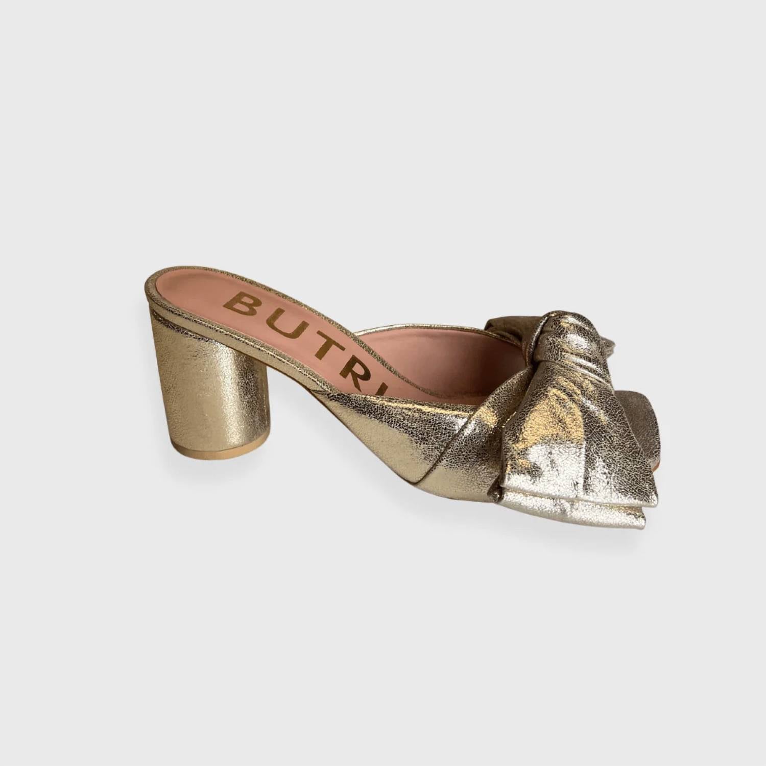 Женские золотые босоножки Gianna Slide Pump на каблуке BUTRICH, золотой