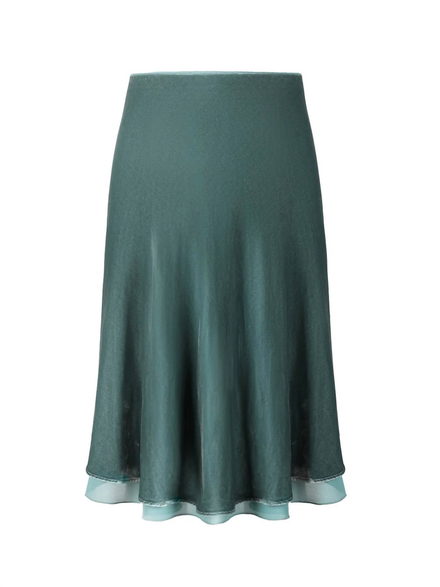 

Женская бархатная романтическая юбка в цвете шалфей T.W.I.N. That’s What I Need, Sage