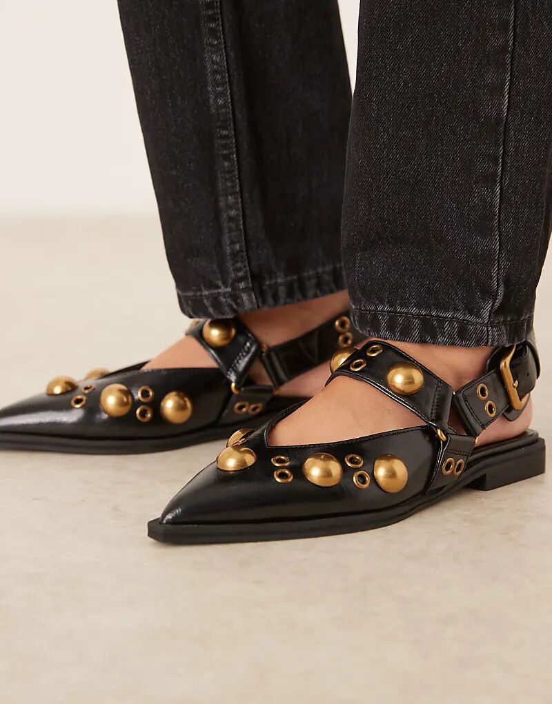 Черные балетки Мэри Джейн с заклепками от ASOS DESIGN Luxor — фото 2